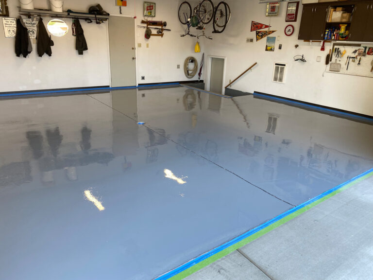 epoxy garage floor first coat tinted durafill enecon rocky mountain