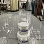 chemical resistant epoxy floor in mechanical room hospital after