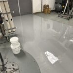 chemical resistant epoxy floor in mechanical room hospital