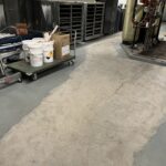 Cracked concrete Floor repairs in mechanical room