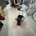 chemical resistant epoxy floor in mechanical room hospital coating floor grinding