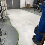 chemical resistant epoxy floor in mechanical room hospital coating primer