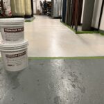 chemical resistant epoxy floor in mechanical room hospital during