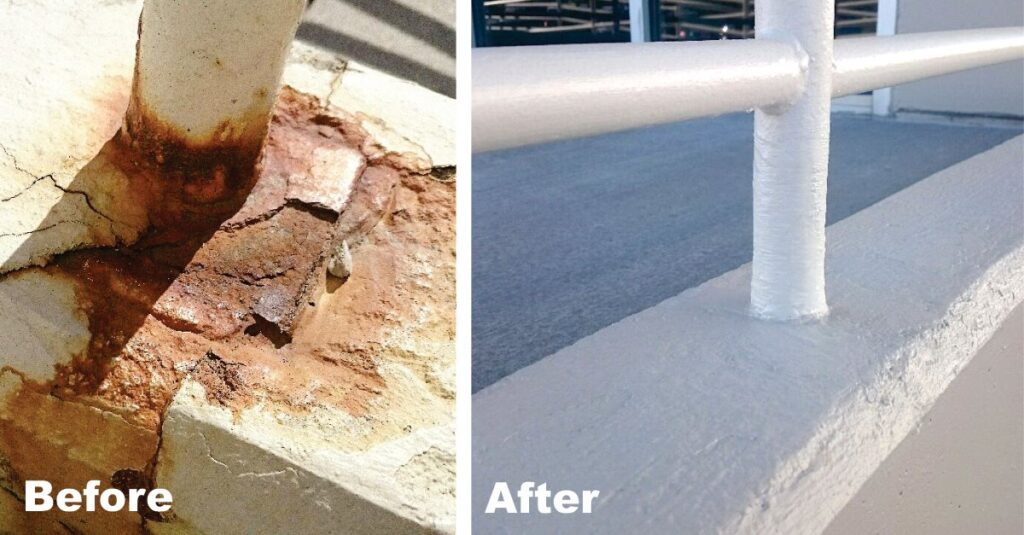 Before After Railing concrete repair