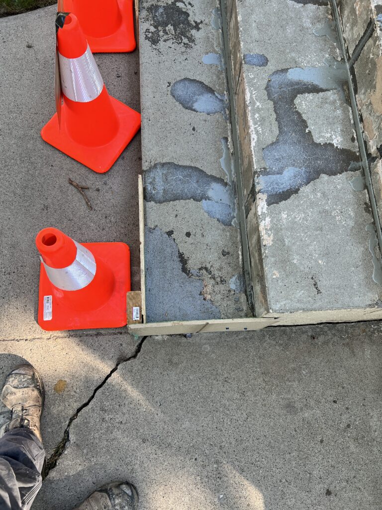 concrete stair repair progress