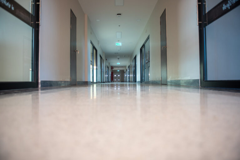 New hospital corridor, new epoxy floor Billings Montana