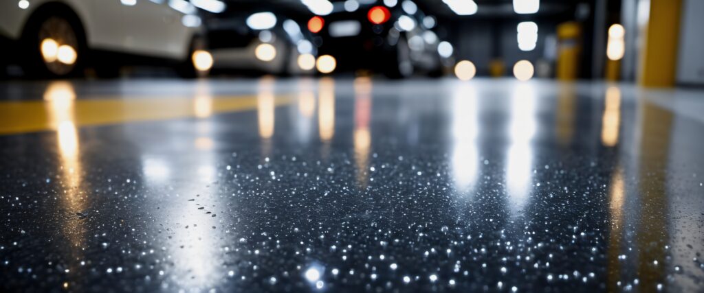 Metallic epoxy garage floor Shimmering Metallic Epoxy Flooring