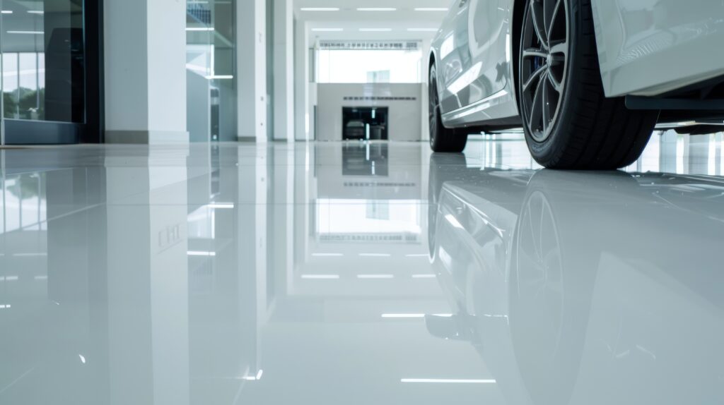 epoxy coated floor high gloss showroom floor